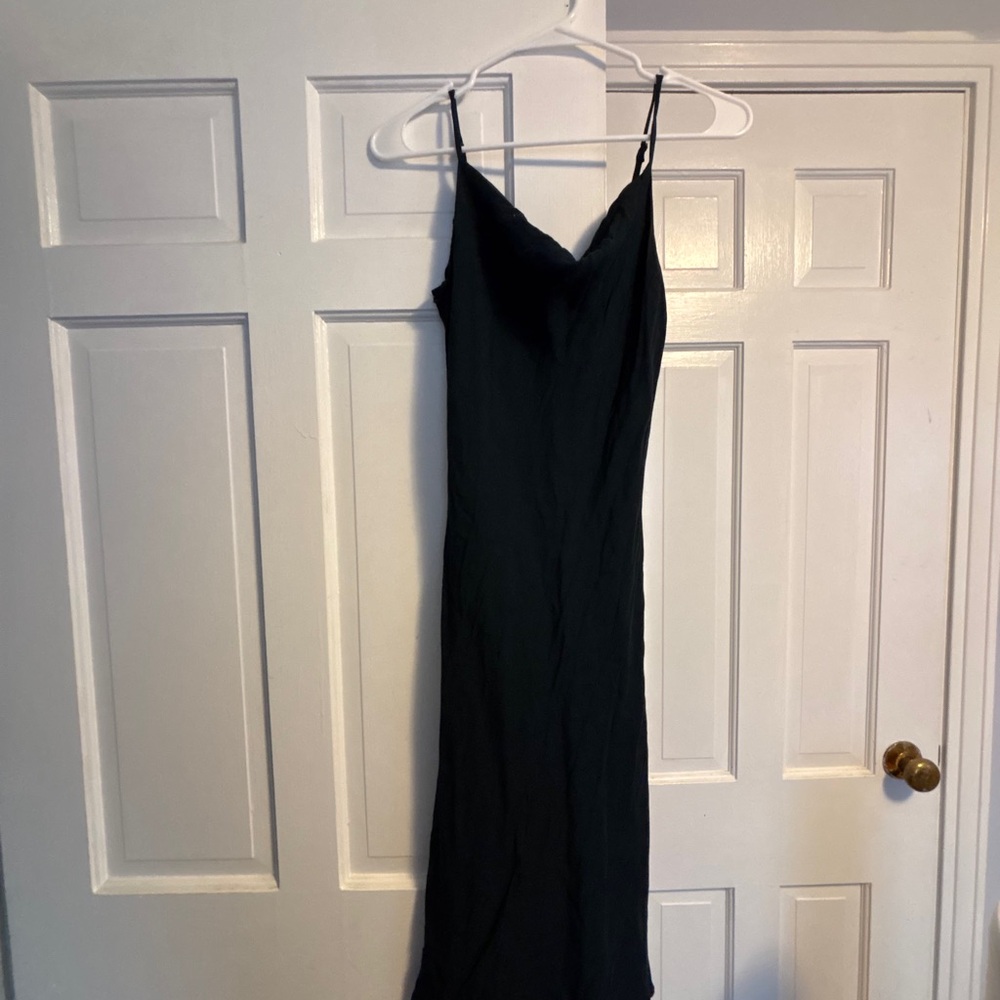 LOFT Dark Green Cowl Neck Maxi Dress with Spaghetti Straps
